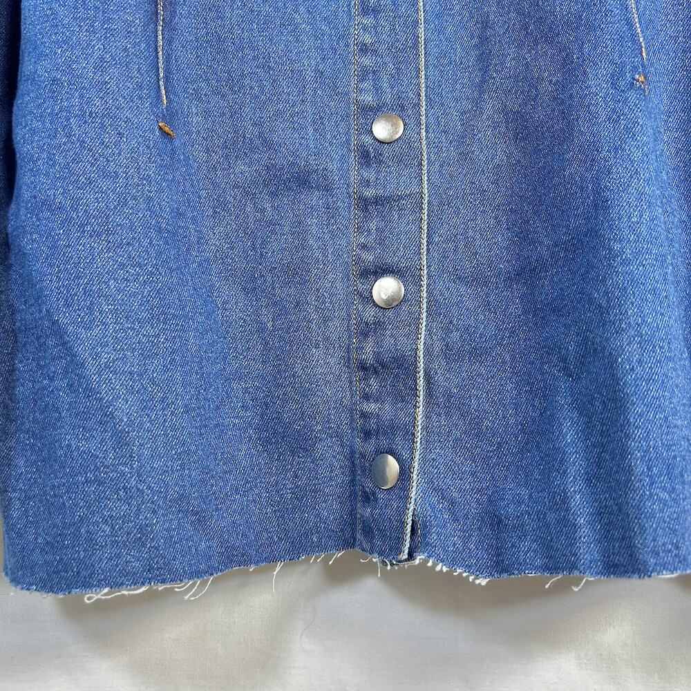 Vintage 80s Western Coastal Cowgirl Denim Snap Chore Shirt Jacket Plus Size 16 - Picture 6 of 7